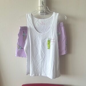 Primark White and Purple Tank Tops Casual Collection